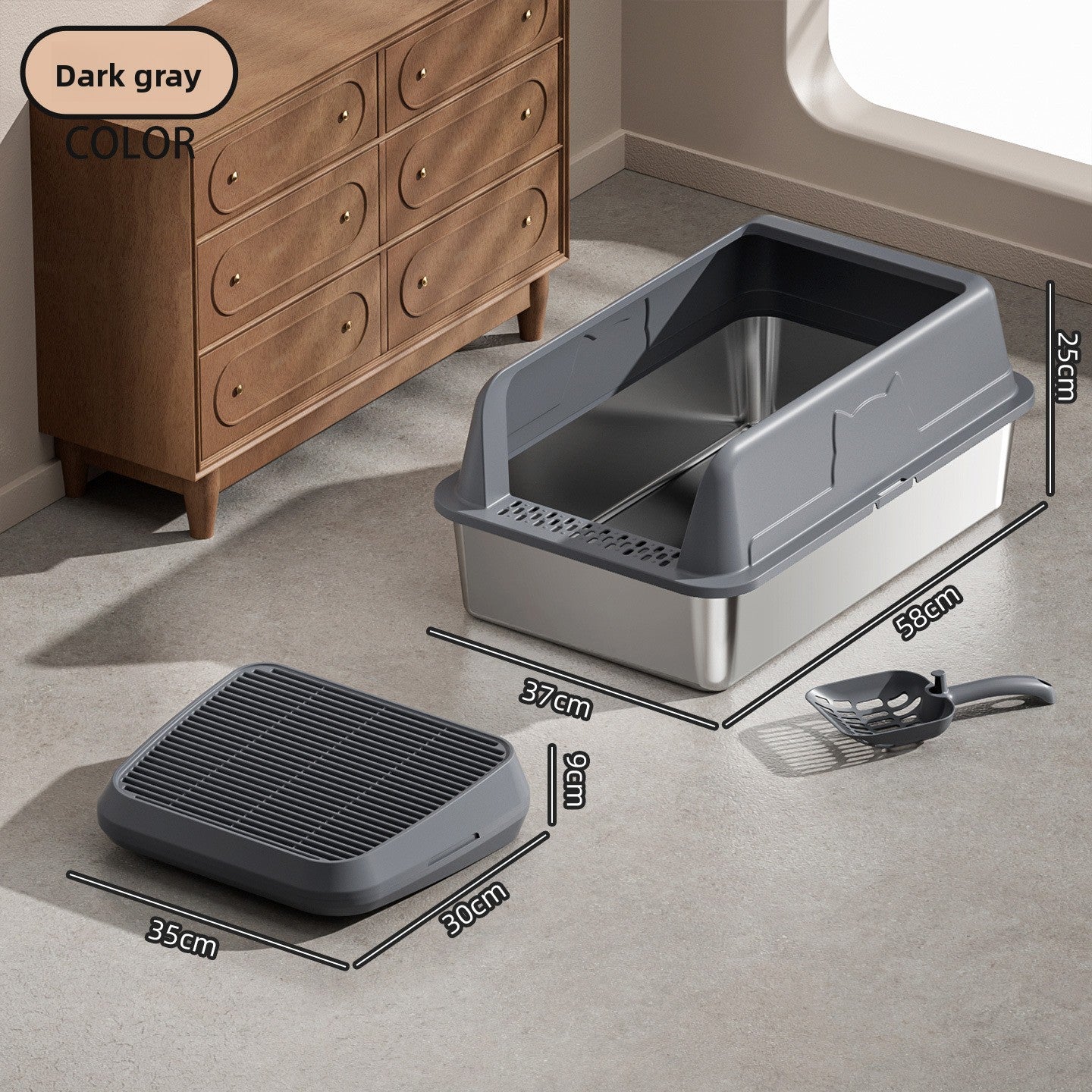 Stainless Steel Top Entry Cat Litter Box