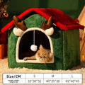 Christmas Cat Kennel, Warm in Winter, Universal for All Seasons, Removable and Washable Kennel, Enclosed Fleece-Lined and Thickeneded Cat House, Tent House