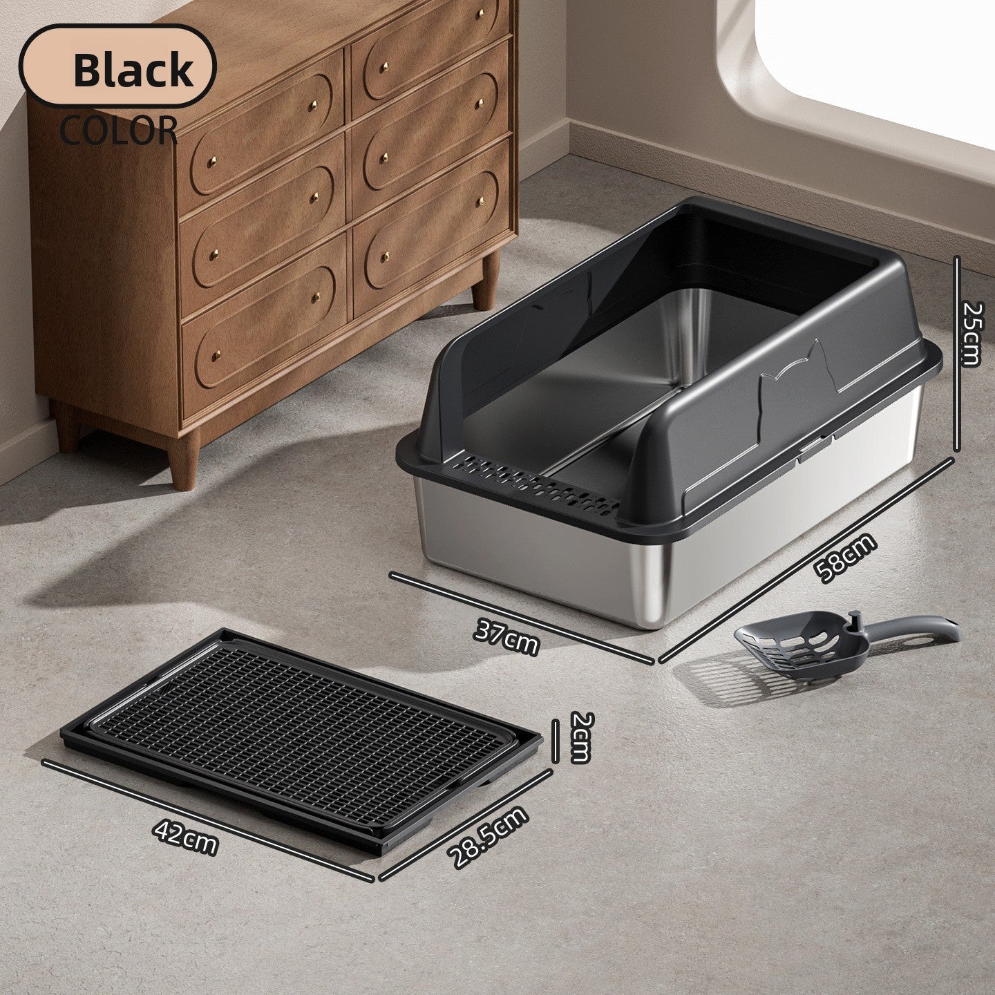 Stainless Steel Top Entry Cat Litter Box
