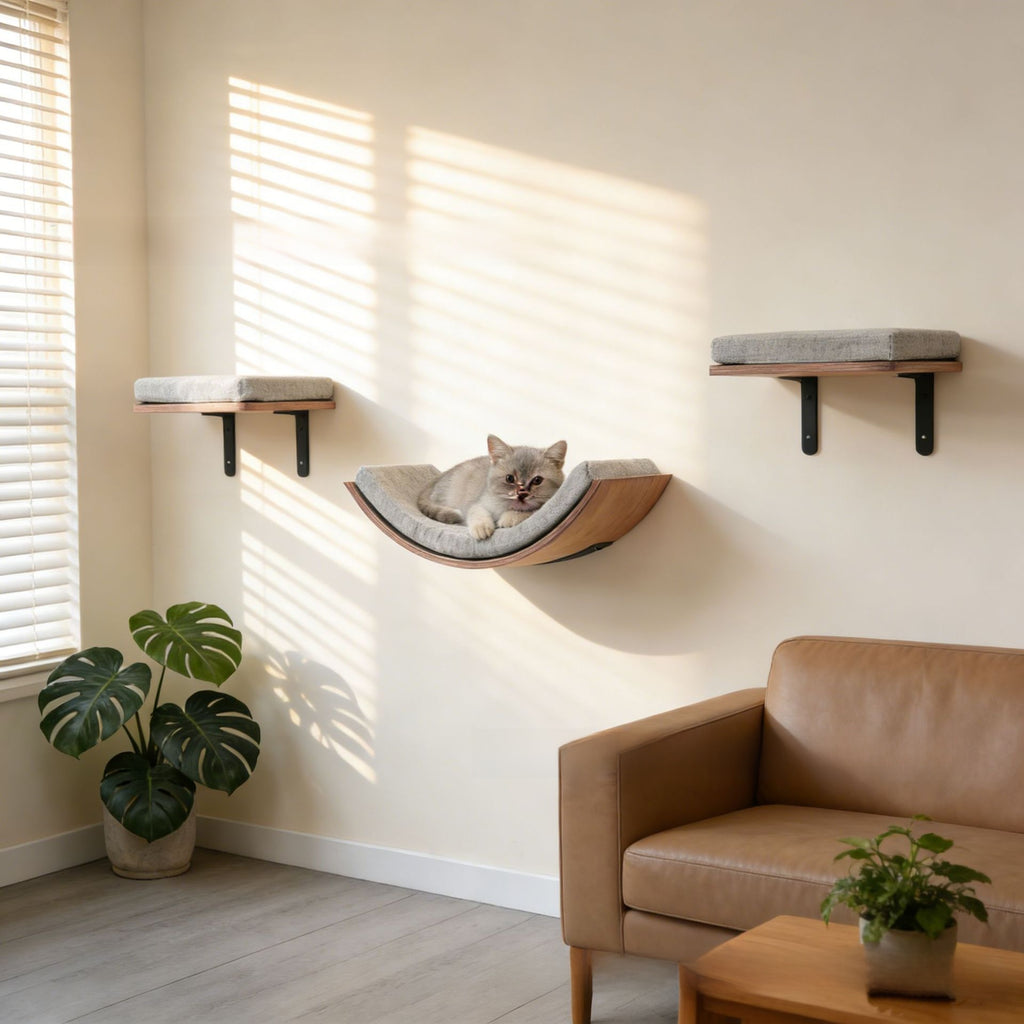 Wall-Mounted Cat Climbing Frame with Scratching Post