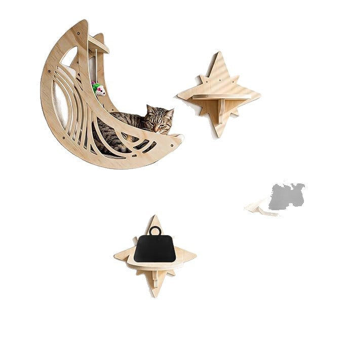 Wooden Wall Mounted Cat Climbing Frame with Scratching Post