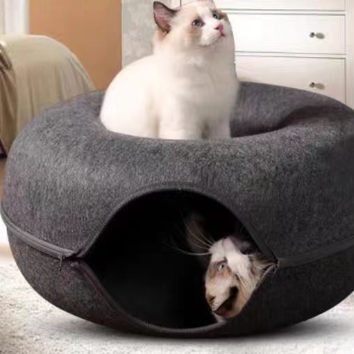 Felt Cat Bed Donut Tunnel