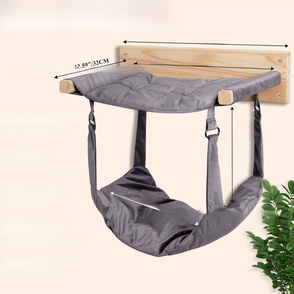 Wooden Hanging Cat Bed with Hammock