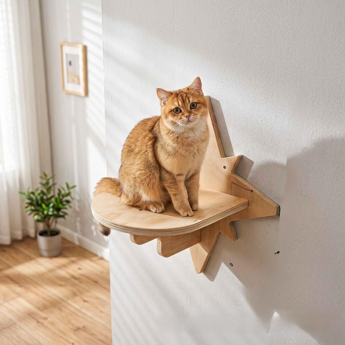 Wooden Wall Mounted Cat Climbing Frame with Scratching Post