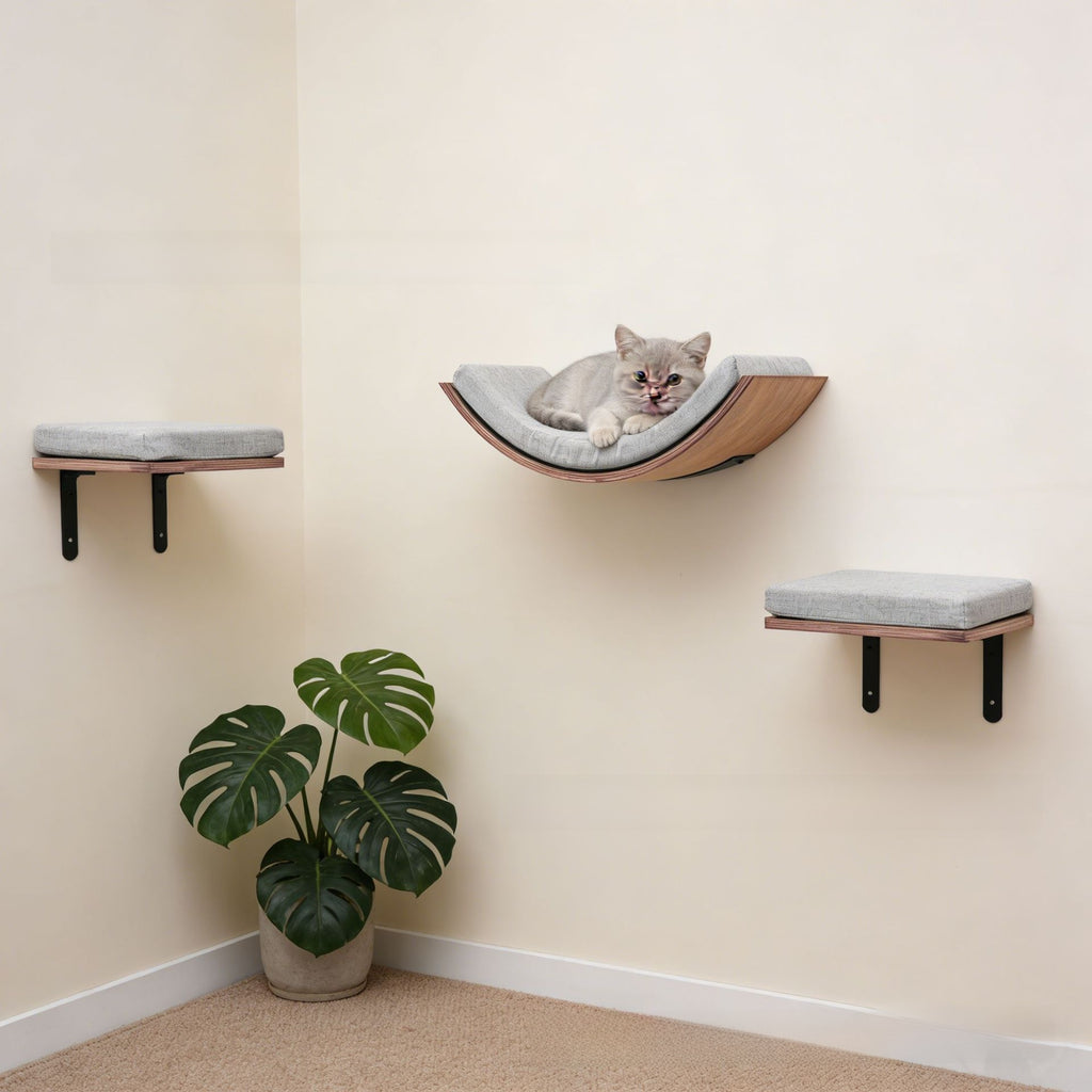 Wall-Mounted Cat Climbing Frame with Scratching Post