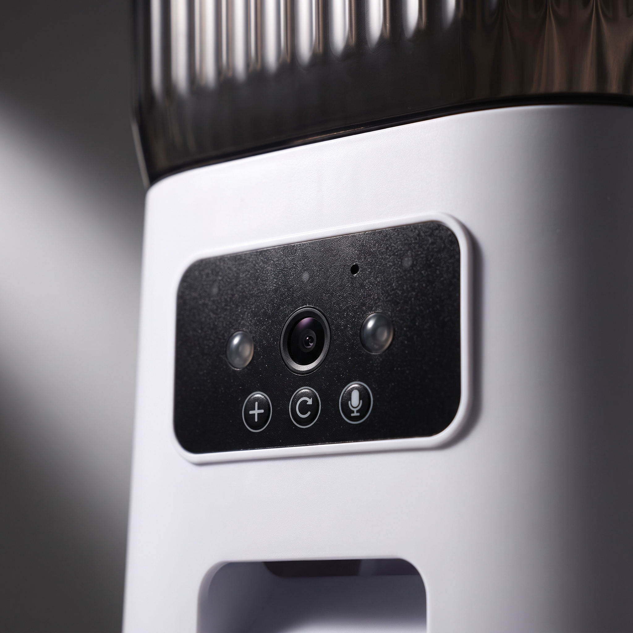 Close-up of the Watchtower control panel showing the camera lens and three touch buttons