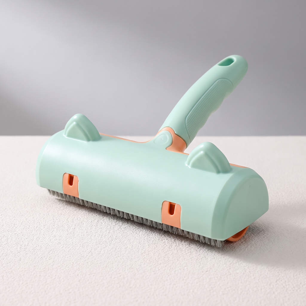 Close product view of the hair remover brush handle and brush face