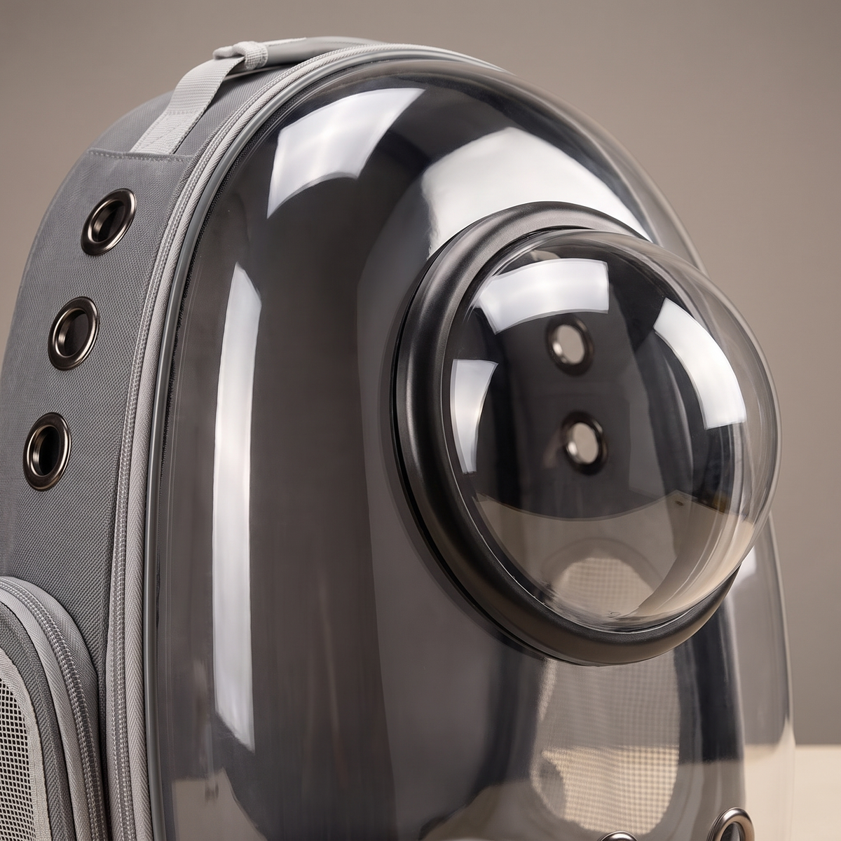 Close view of the porthole door ring and ventilation grommets