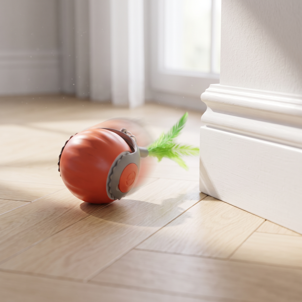 The ball turning away from a skirting board showing obstacle avoidance