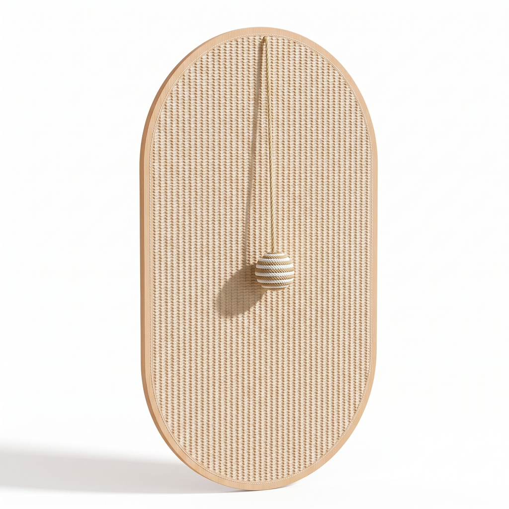 Sisal cat scratching board on a white studio background
