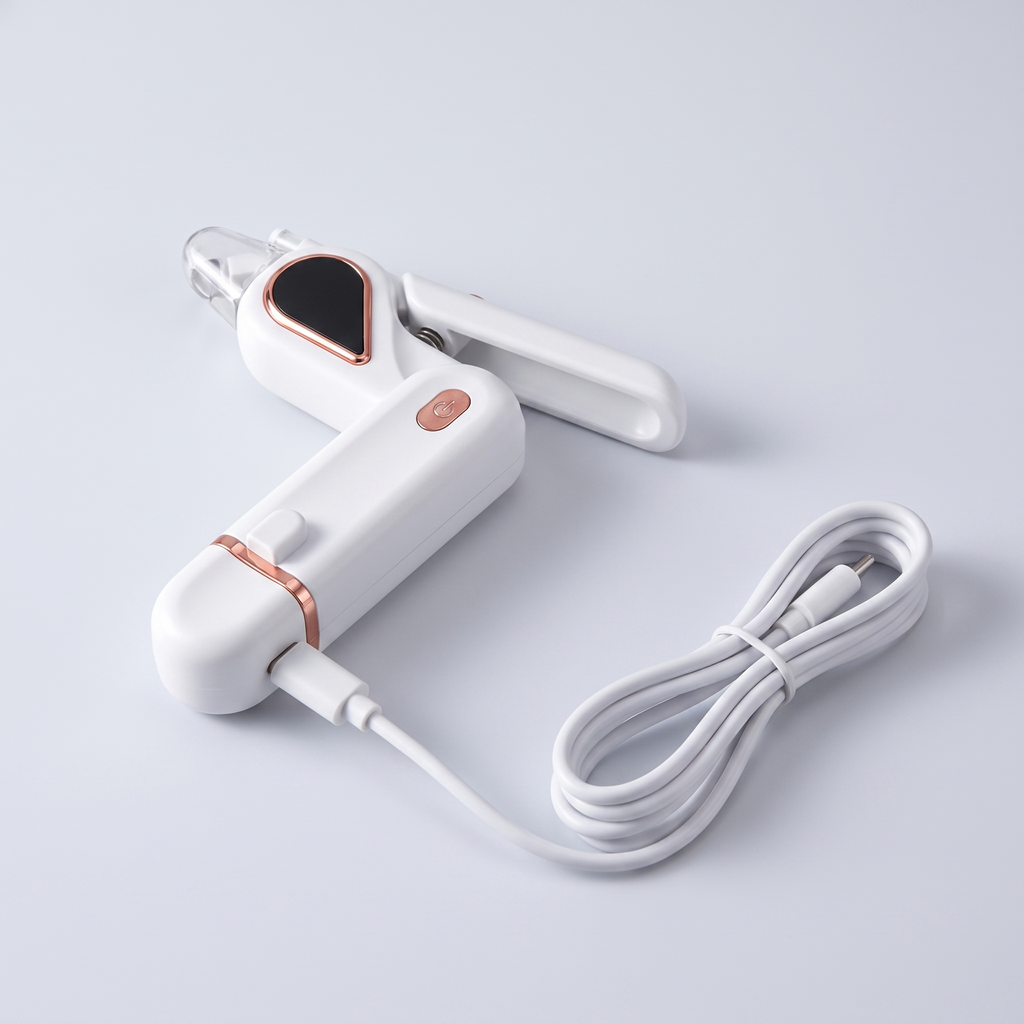 The clipper beside its Type-C charging cable plugged in