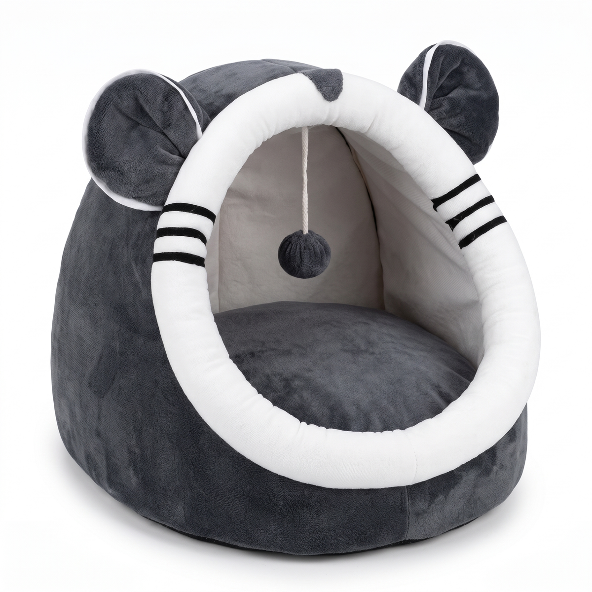 Enclosed washable cat nest on a white studio background