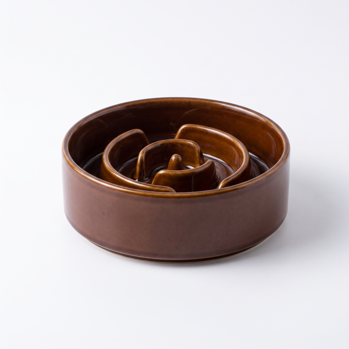 Ceramic slow feeder bowl in brown coffee
