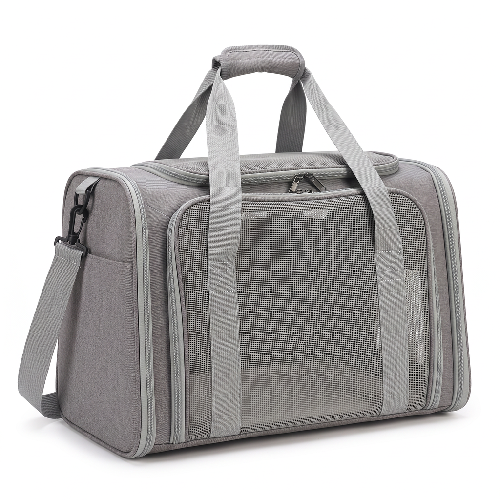 Padded pet carrier shoulder bag in grey