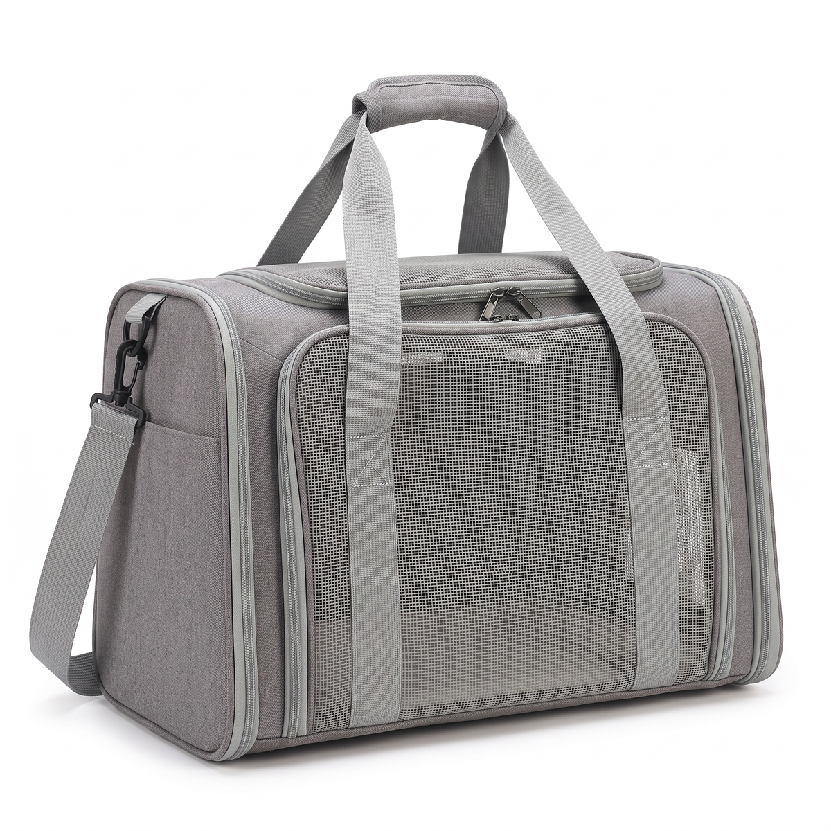 Padded pet carrier shoulder bag in grey