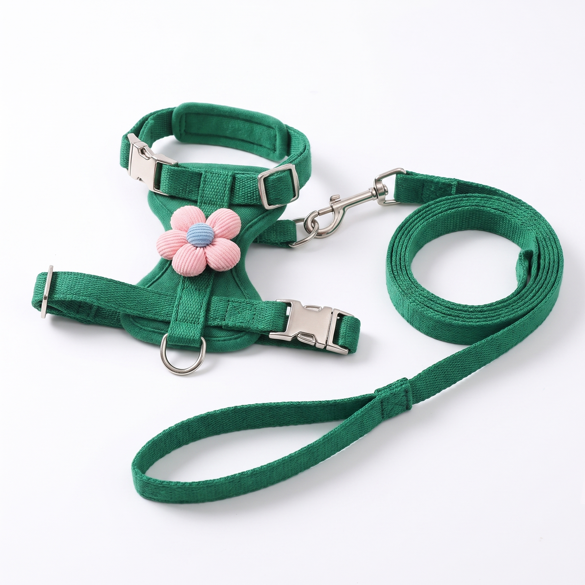 Anti-escape cat harness and lead in green
