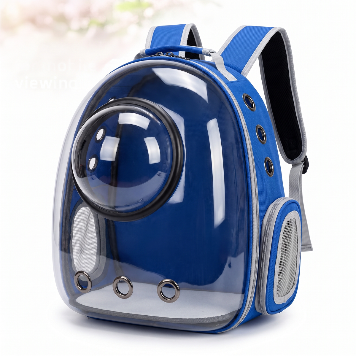 Space capsule cat backpack carrier in blue