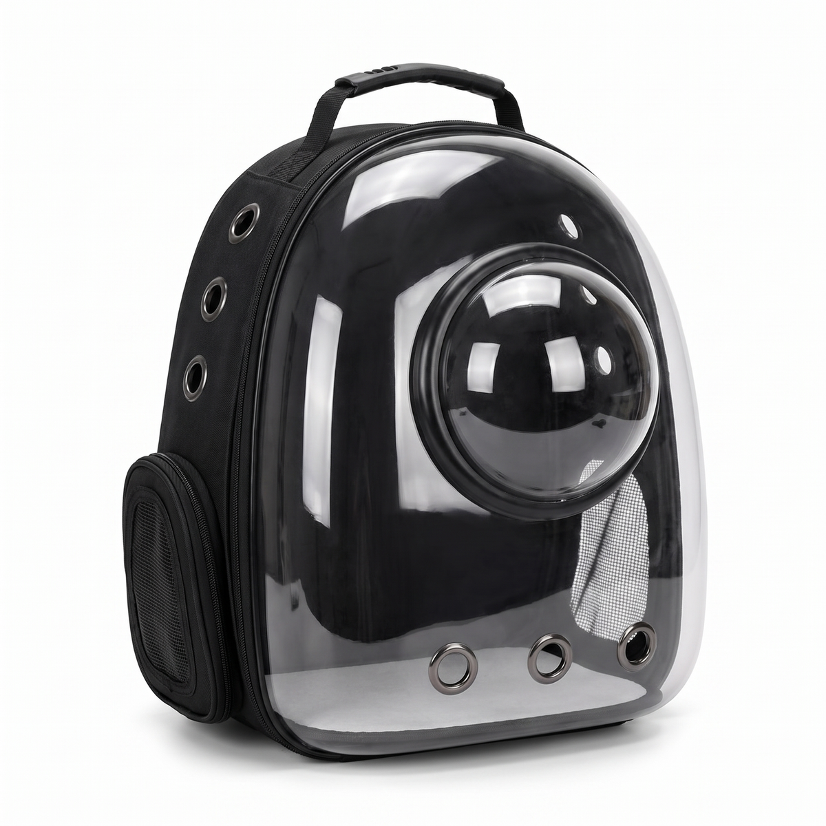 Space capsule cat backpack carrier in black
