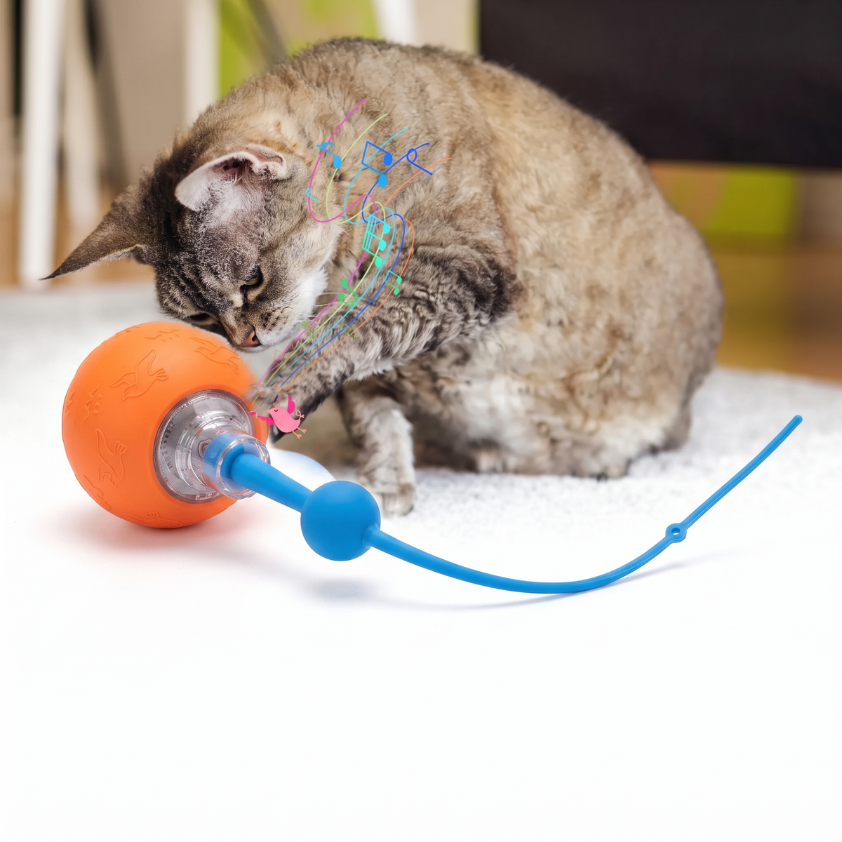 Smart electric cat toy ball in orange