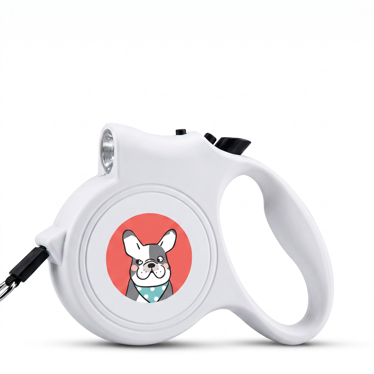 Retractable pet lead in white
