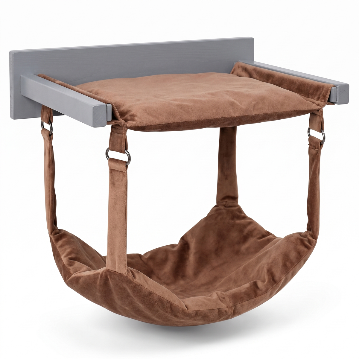 Wooden hanging cat bed in grey